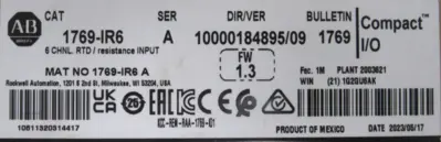 ALLEN BRADLEY 1769-IR6 INPUT MODULE SER.A MFG 2023 (NEW SURPLUS) SEALED