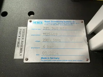 Used 2014 WEBER ZEL 360 RSF Miscellaneous Packaging Equipment Ohio US | HGR 24 #1344022