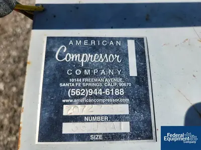 USED american compressor co 7.5 hp American Compressor Co Rotary Lobe Air Compressor, Model 36 U-RA1