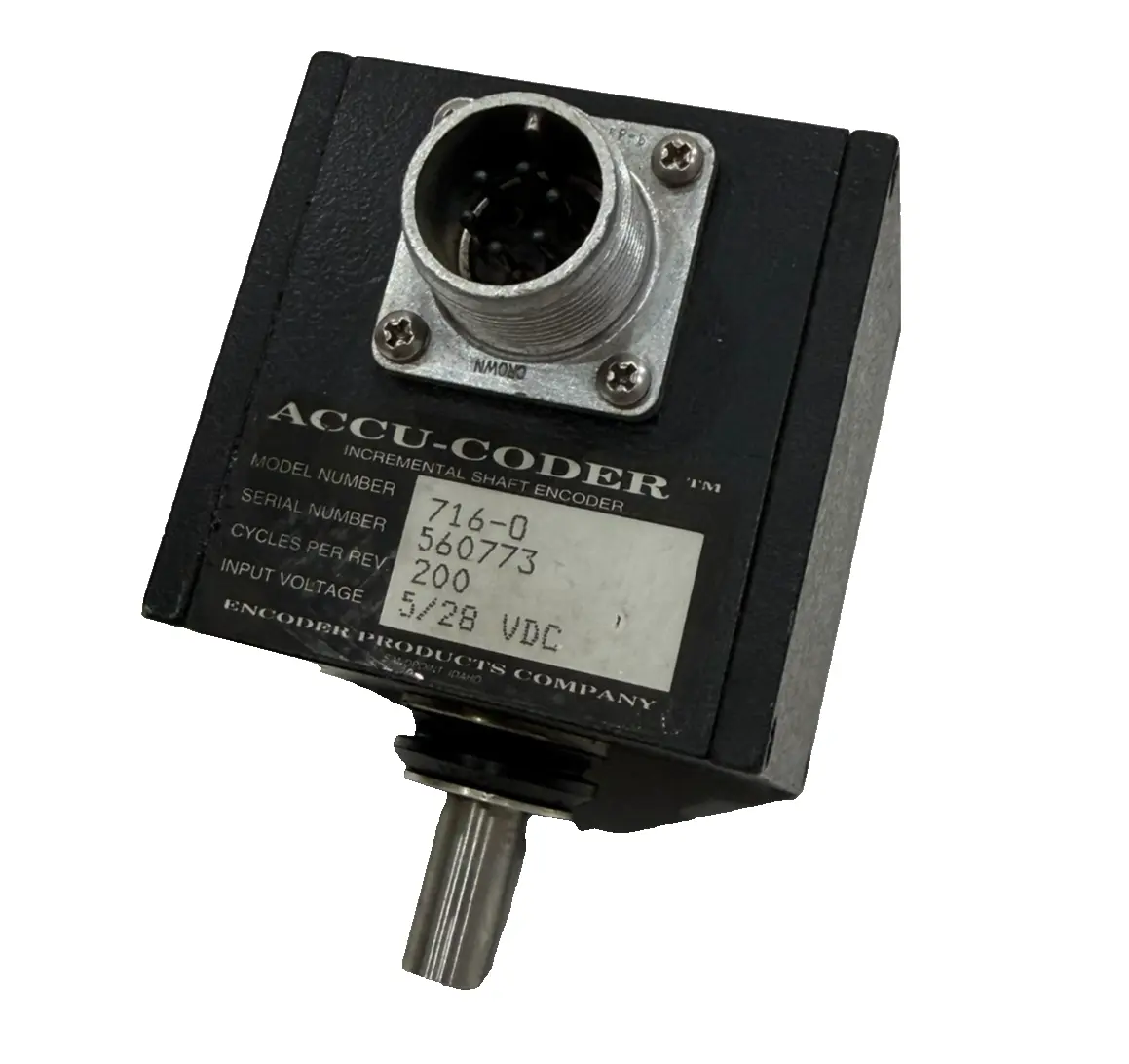 USED ACCU-CODER 716-0 INCREMENTAL SHAFT ENCODER 7160