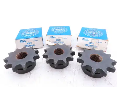 Martin 60B11 #60 Roller Chain Sprocket 11-Tooth 1" Threaded Bore  Lot of 3