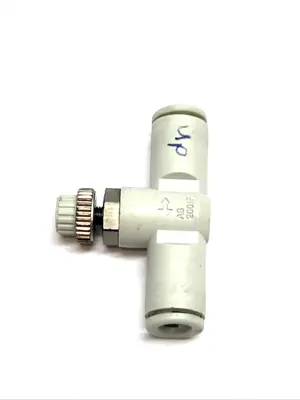 USED SMC INLINE PNEUMATIC SPEED CONTROLLER ONE‑TOUCH FLOW VALVE LOT OF 2