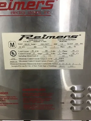 USED REIMERS ELECTRA STEAM, INC. RH-18