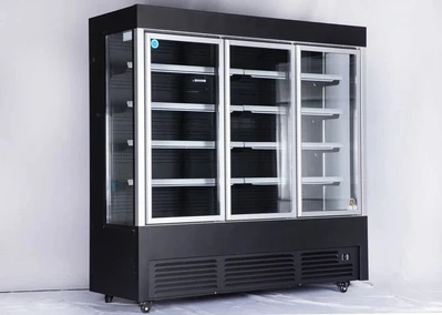 168-0027 AC OFC 78''-HE-20 Triple Glass Door Self Contained Cooler