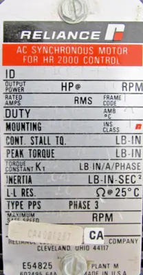 USED RELIANCE ELECTRIC B14H1062N-FX MOTOR 4HP 2000RPM 140C