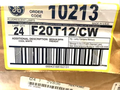 New | in-Stock GE Fluorescent Tube 20W 24" BOX OF 17 Lighting Michigan US | Maverick Industrial Sales #1401681