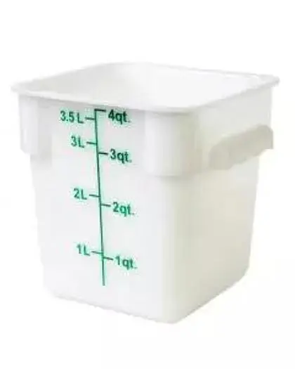 4 Qt. White Square Polypropylene Food Storage Container