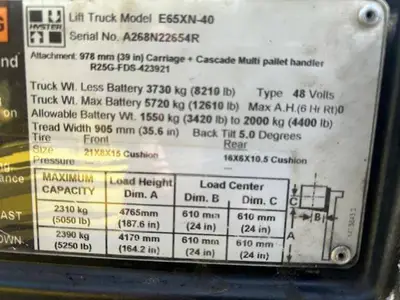 Used HYSTER E65XN-40 4-Wheel Sit down Electric Counterbalance Forklifts Illinois US | Somerset Equipment Sales #1546257