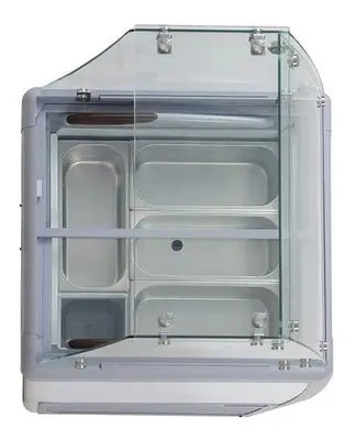 26″ Four Pan Gelato Dipping Cabinet with Flat Sneeze Guard and Pans
