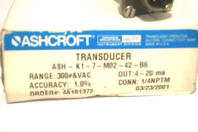 NEW ASHCROFT ASH-K1-7-M02-42-B6 TRANSDUCER ASHK17M0242B6