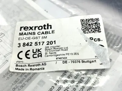 New | in-Stock Rexroth Single Ended Mains Cable EU-OE-GST 5M Cable & Wire Michigan US | Maverick Industrial Sales #1462973