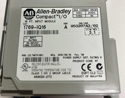 Used ALLEN-BRADLEY 1769-IQ16 Input / Output Modules | Surplus Asset Holdings #1205874