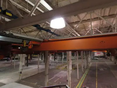 Cleveland Tramrail P&H 15 Ton Double Girder Underhung Bridge Crane 34' 10" Span