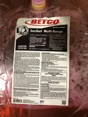 BETCO 23725-00 Sanibet Multi-Range Sanitizer / Disinfectant ; 2.5 Gal -NIB
