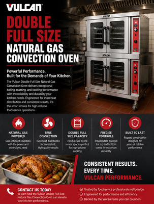 Vulcan Double Full Size Natural Gas Convection Oven - 100,000 BTUVulcan Double Full Size Natural Gas Convection Oven - 100,000 BTU