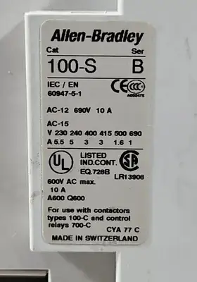 Allen-Bradley 100S-C43DJ14C Ser A (Complete Device). Safety Contactor. 4E-18