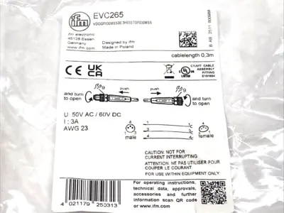 New | in-Stock ifm Connection Cable 0.3m 50VAC 60VDC 3A Cable & Wire Michigan US | Maverick Industrial Sales #1391301