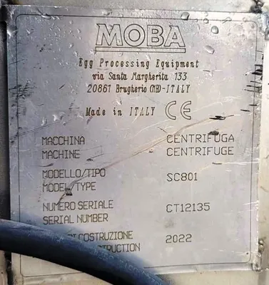 Moba SC801 continuous eggshell separator, SS.