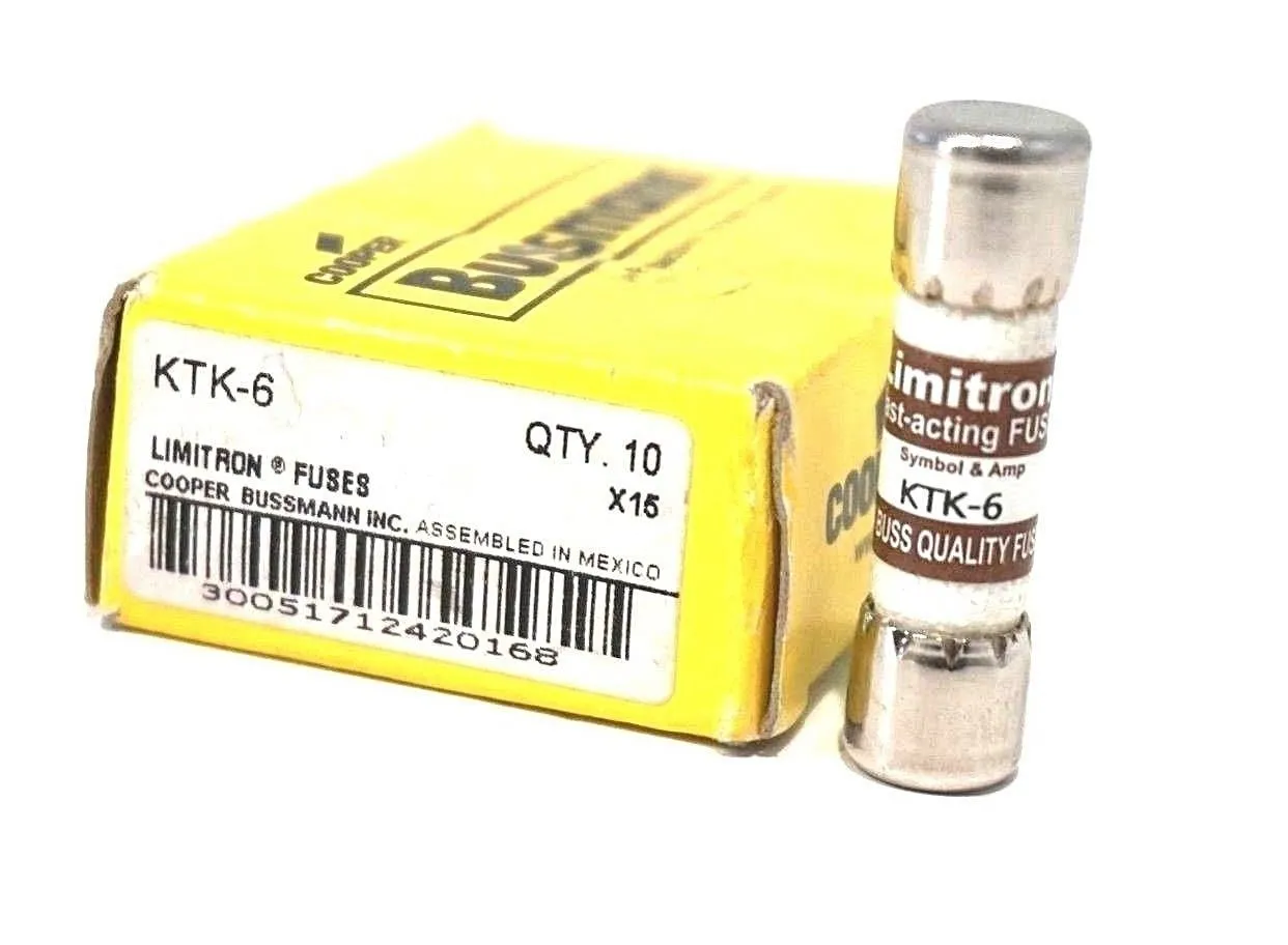 10 NEW BUSSMANN KTK-6 FUSES KTK6