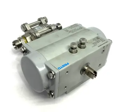 USED FESTO QUARTER TURN ACTUATOR 8047645 W/ 1686632 BALL VALVE