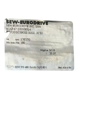 USED SEW-EURODRIVE WAF47 DRN90L4