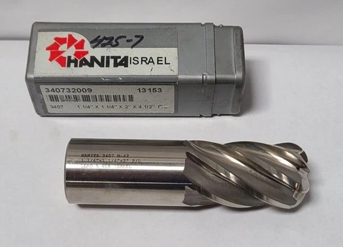 Hanita 6 Flutes Ball End Mill High Speed Steel HSS 3407 1-1/4" x 1-1/4"x2" M-42