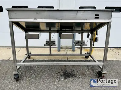 USED HEINZEN MANUFACTURING INTERNATIONAL 2720 MANUAL PACKING TABLE W/ DUAL SCALES