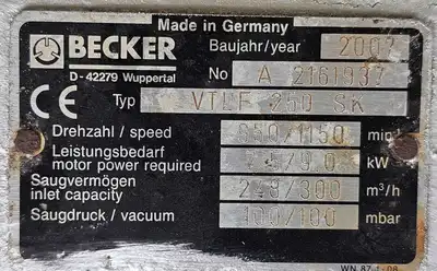 USED BECKER VLTF.250 SK