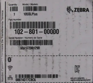 NEW ZEBRA 102-801-00000 THERMAL PRINTER 10280100000 105SL PLUS