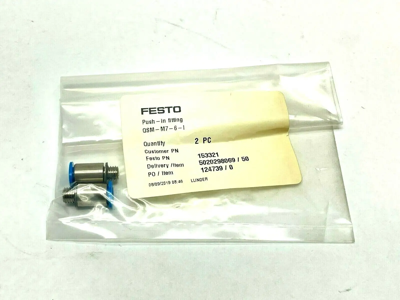 QSM-M7-6-I | Festo  Push-In Fitting 153321 LOT OF 2 - New