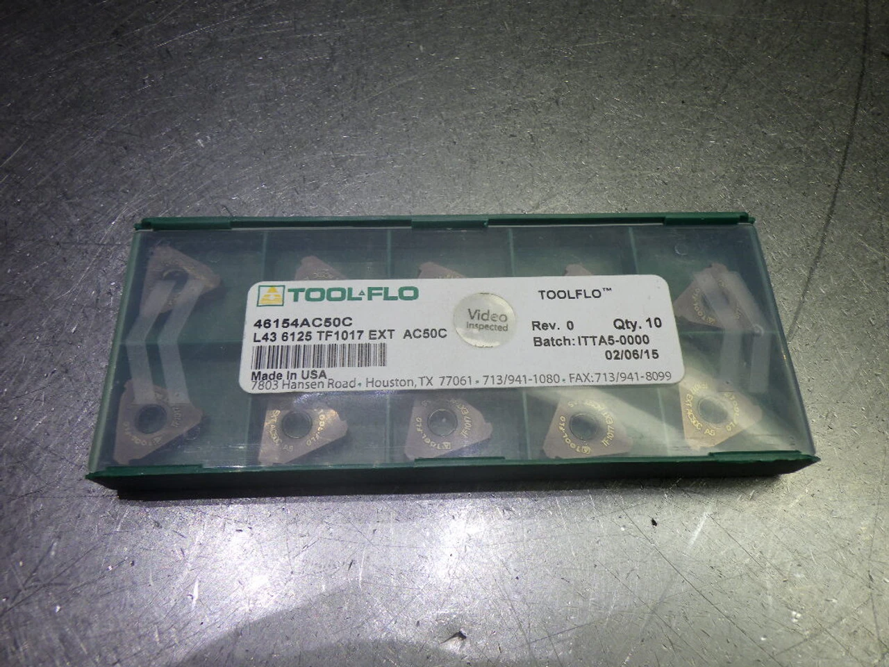 Tool Flo Carbide Threading Inserts QTY10 L43 6125 TF1017 EXT AC50C (LOC1468A)