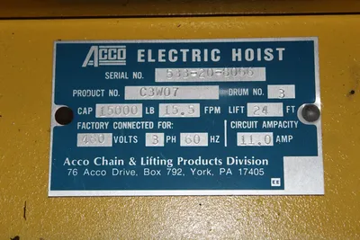 Wright Work Rated 7.5 Ton Electric Hoist