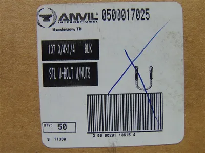 Box of 50 Anvil International 0500017025 Steel U-Bolts w/ Nuts for 3/4" Pipe New NIB