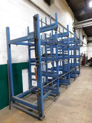 18' X 5 TIER SSS STEEL STORAGE SYSTEMS SINGLE SIDE RETRACTABLE ARMS BUNDLE STORAGE RACK: YOBRO #24364