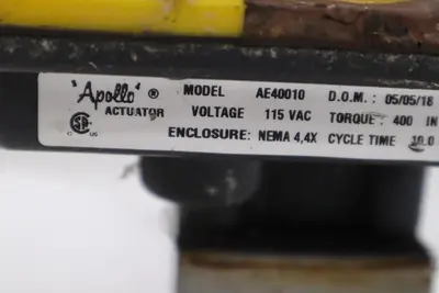 APOLLO AE40010  ACTUATOR 115VAC NEMA 4 TORQUE 400 IN-LBS STOCK 3451-A