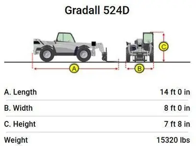 6,000 LB X 24' GRADALL MODEL #524 OFF ROAD TELEHANDLER, WITH SOLID RUBBER TIRES: YOBRO #25163