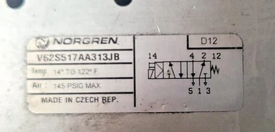 NORGREN V62S517AA313JB SOLENOID VALVE 14-122DEG F