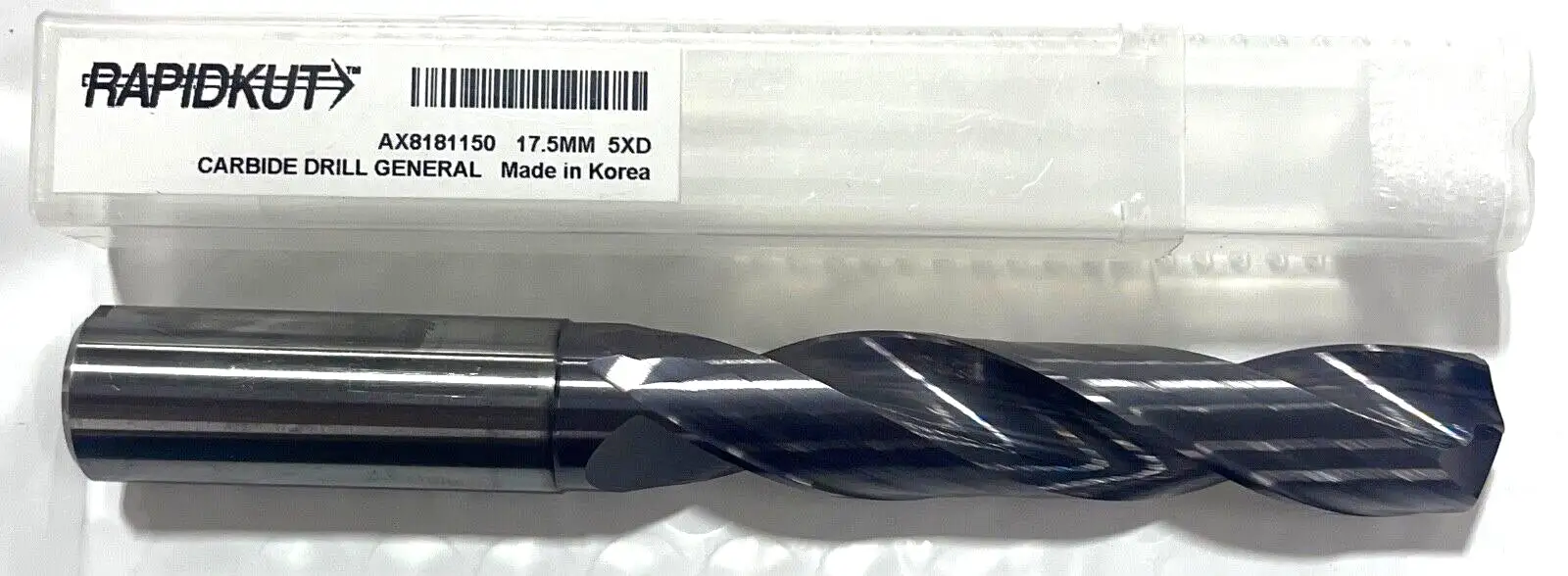 RapidKut 17.5mm Solid Carbide Drill 5xD Coolant Thru TiAlN Coating 140° Point
