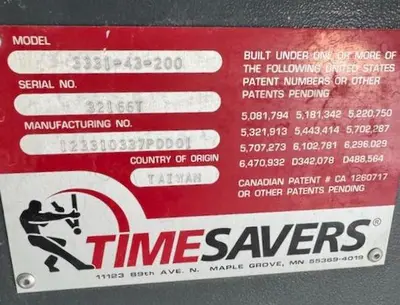 TIMESAVERS 3331-43-200, 37" PLANER-SANDER-SANDER, (3-HEADS)