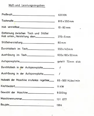 USED 1984 KAISERPRESSE PA620/2