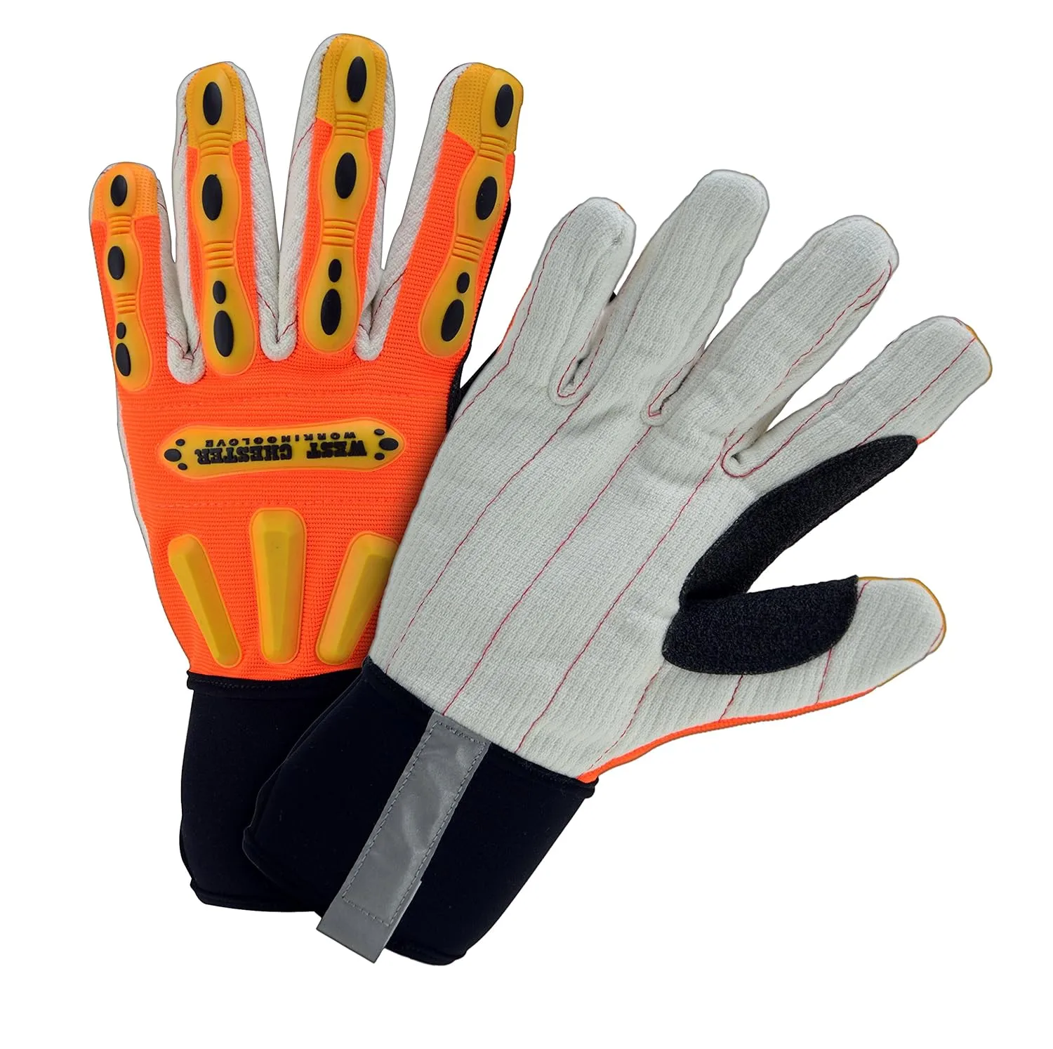 West Chester Large Cotton Work Gloves - TPR Knuckles Coating Size 2XL 1 Pair