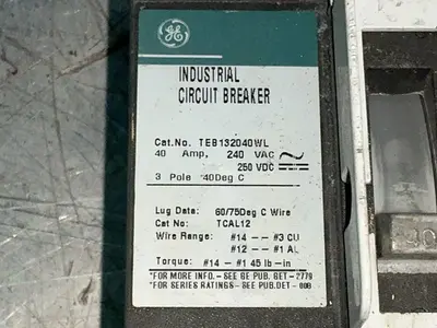 Used GENERAL ELECTRIC TEB132040WL Circuit Breakers Ohio US | HGR 24 #1325937