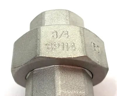 None | 3/4" NPT Female 304 Stainless Steel Union Pipe Fitting, Class 150 SP114 - New – Open box