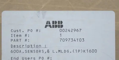 NEW ABB 709734T03 BASE MOLDING W/ POWER SENSOR ASSEMBLY K-600A