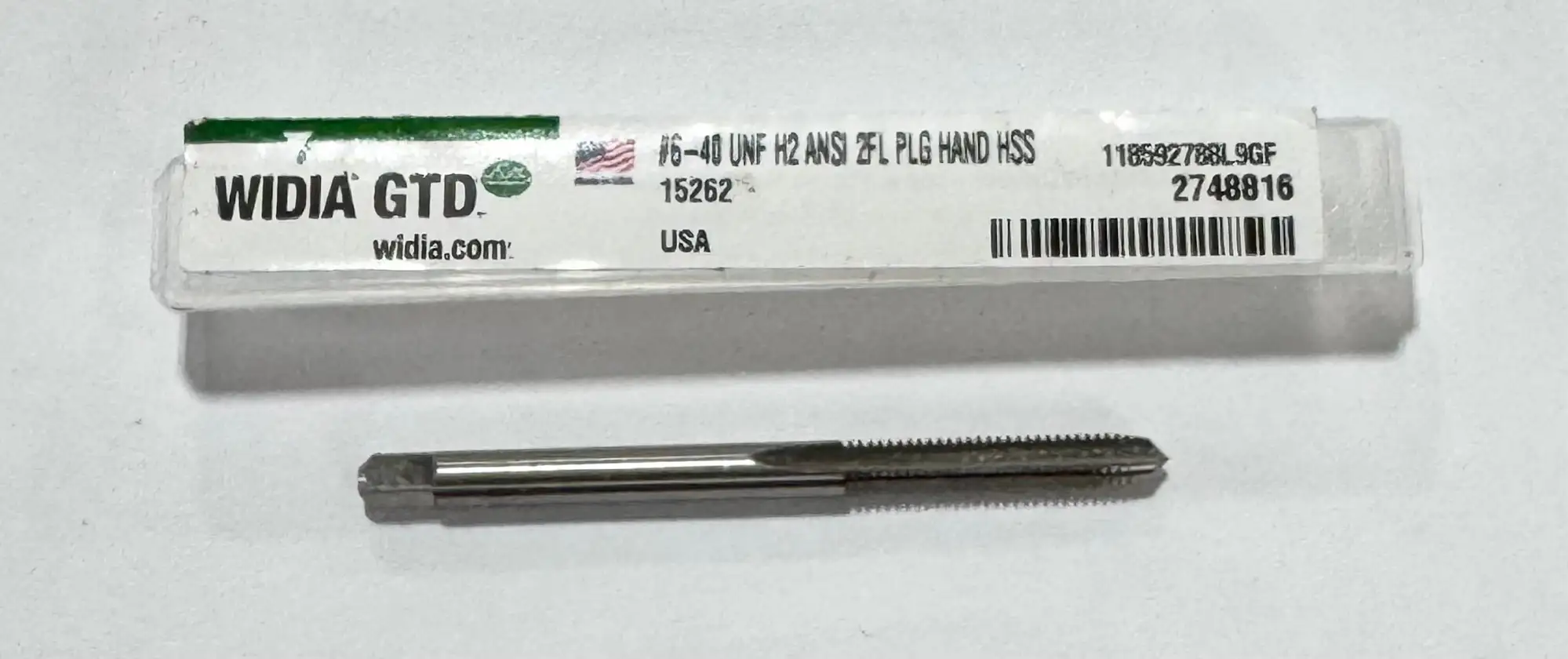 Widia 6-40 UNF HSS Straight Flute Plug Tap 2FL H2 USA Made
