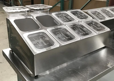 171-0187 8-Well Seasoning Box Stainless Steel Condiment Station