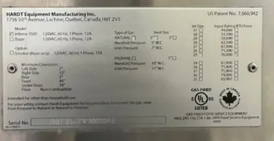 195-0016 Hardt Inferno Natural Gas 3500 Dual Rotisserie Oven