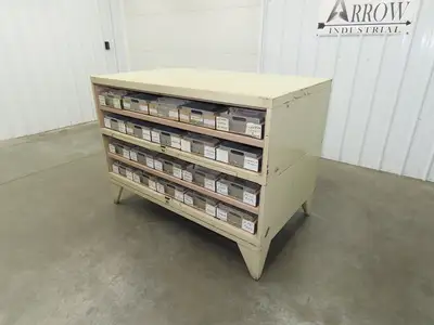 Modular Industrial Storage Cabinet 20 Drawer 61.5x38x34.5" Vintage 17x10" Trays
