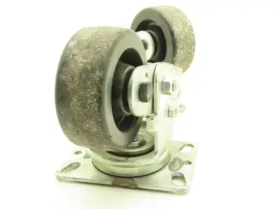 Spring Loaded Swivel Caster 4-3/4"x2" Plastic Wheel 6.25"x4.5" Plate Lot of 2