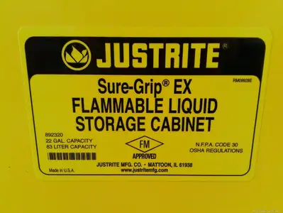 Justrite 853000 Flammable Storage Cabinet Self Closing Doors 30 Gal
